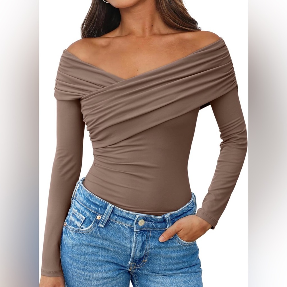 NWT Off The Shoulder Tops Going Out Long Sleeve Shirt, AVAILABLE IN MULTI COLORS